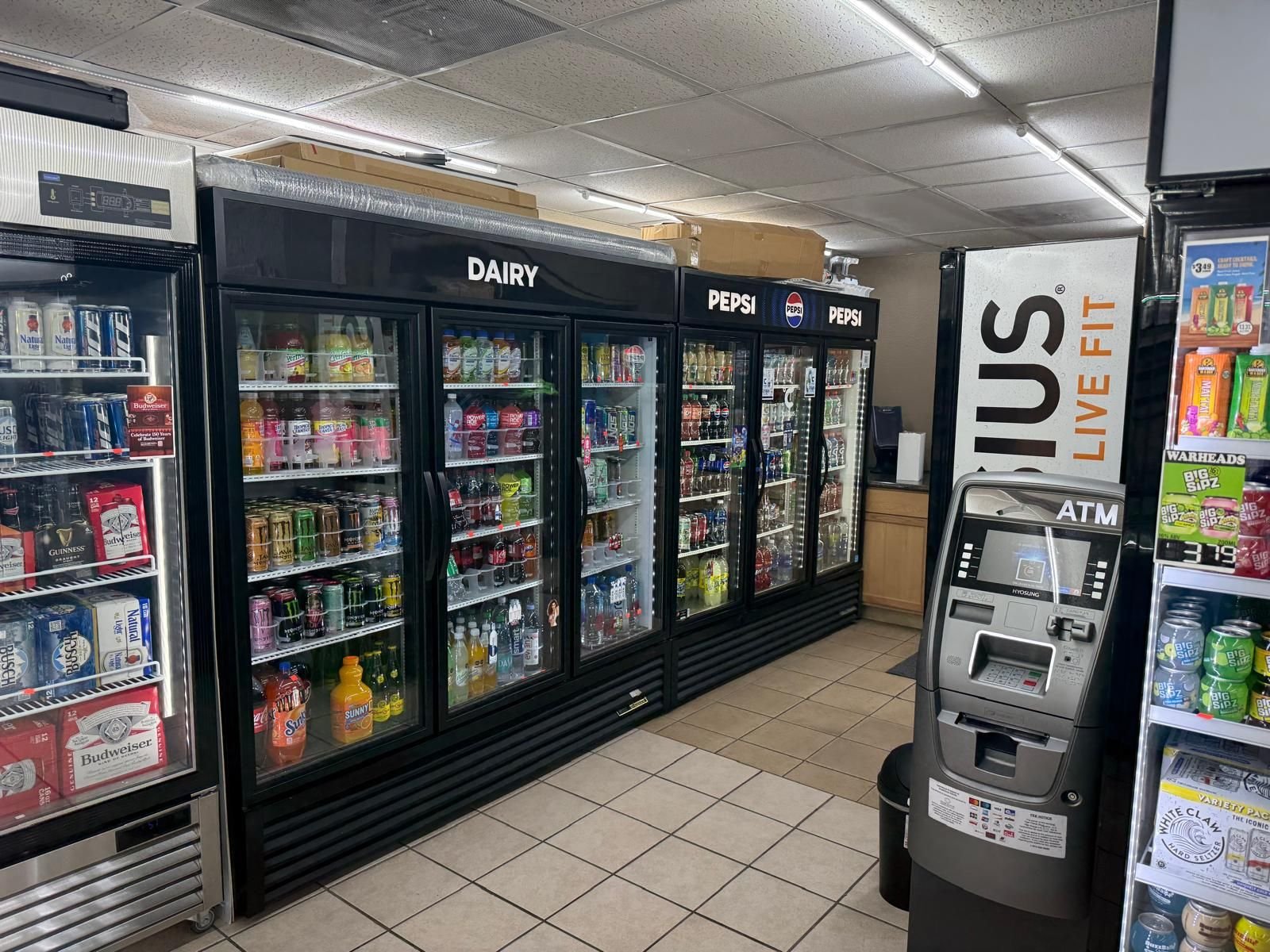 Dairy, soft drinks, and ATM
